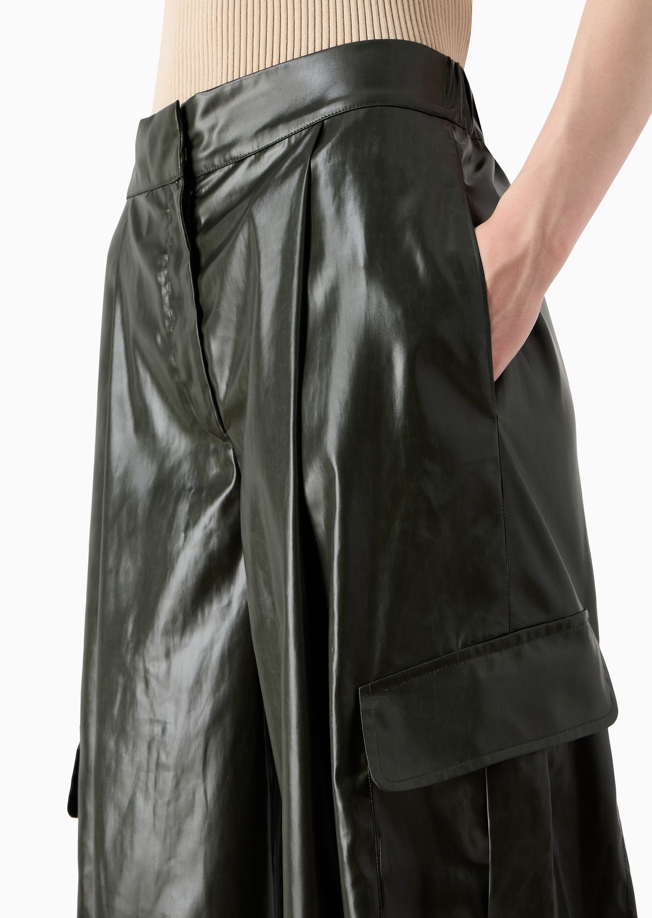 Emporio Armani Sustainability Values Capsule Collection recycled technical satin cargo trousers - 5