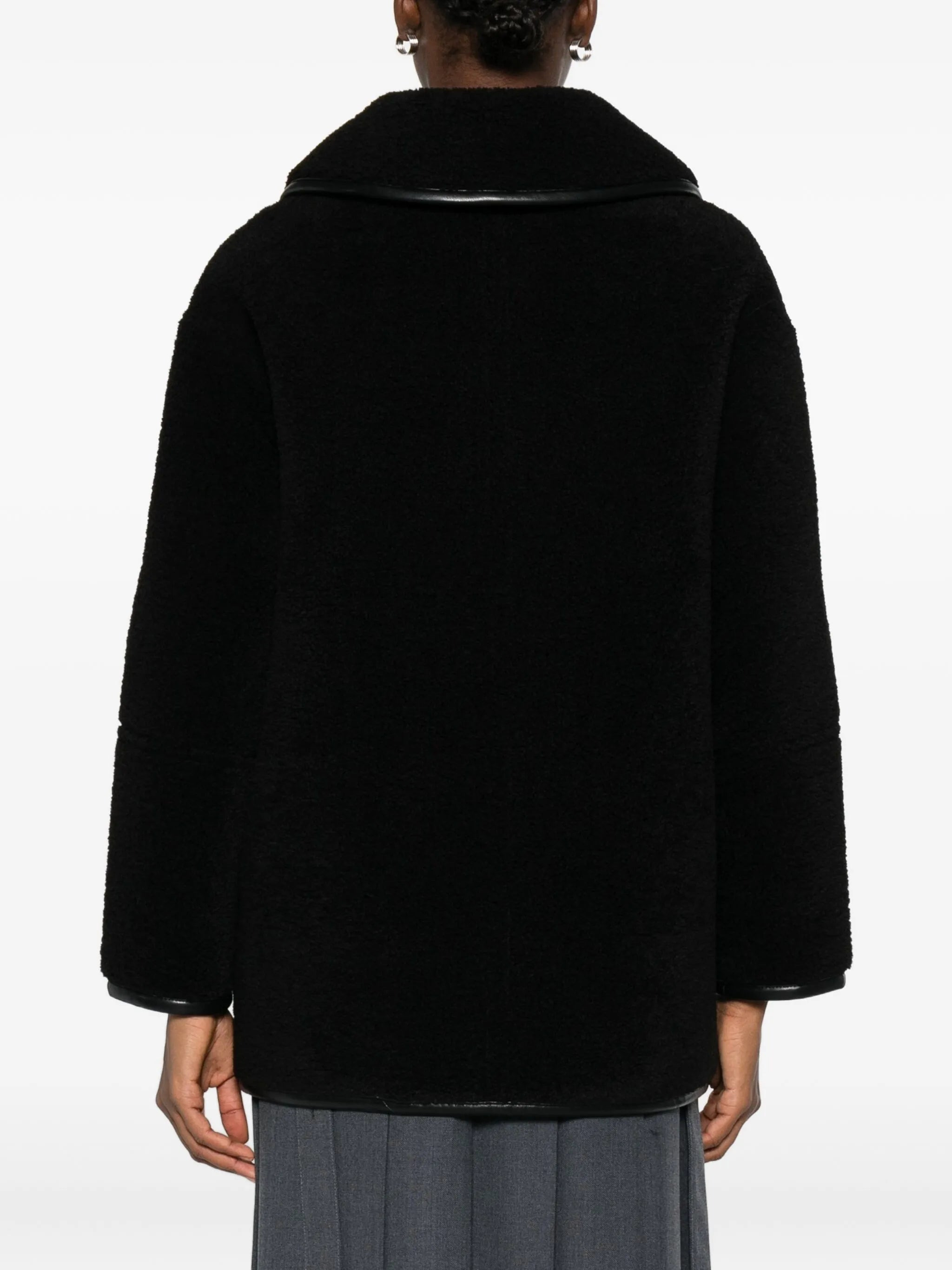 Low Classic Button-fastening Teddy Jacket - 6
