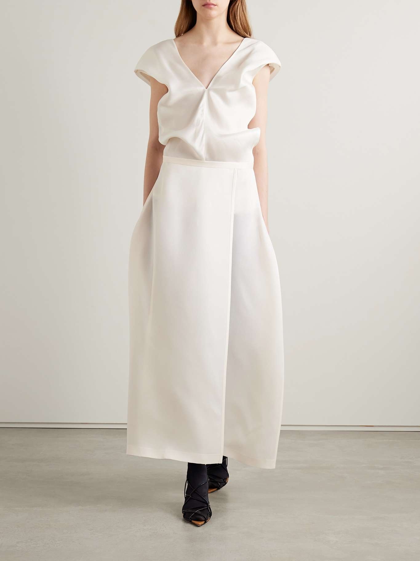 Mila wrap-effect silk-gazar maxi skirt - 2