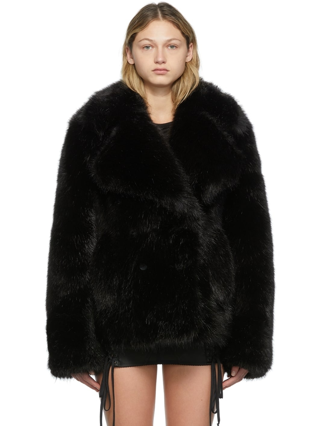 Black Faux-Mink Jacket - 1