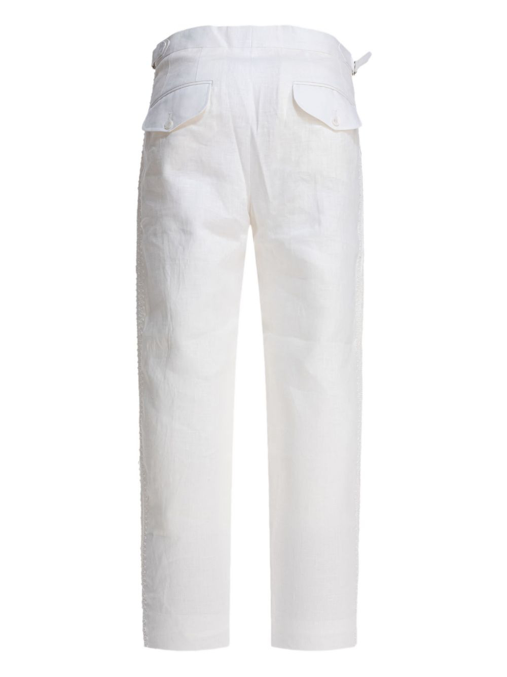 crochet-insert linen trousers - 2