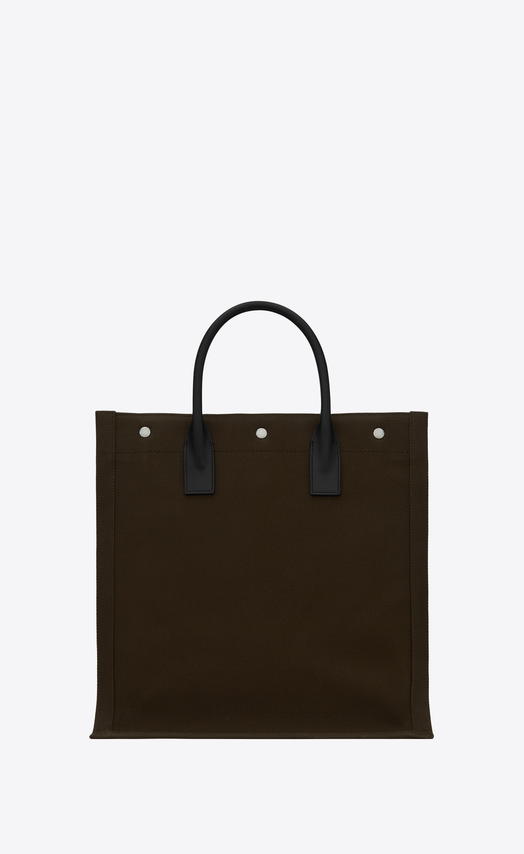 rive gauche north/south tote bag in printed canvas and leather - 2