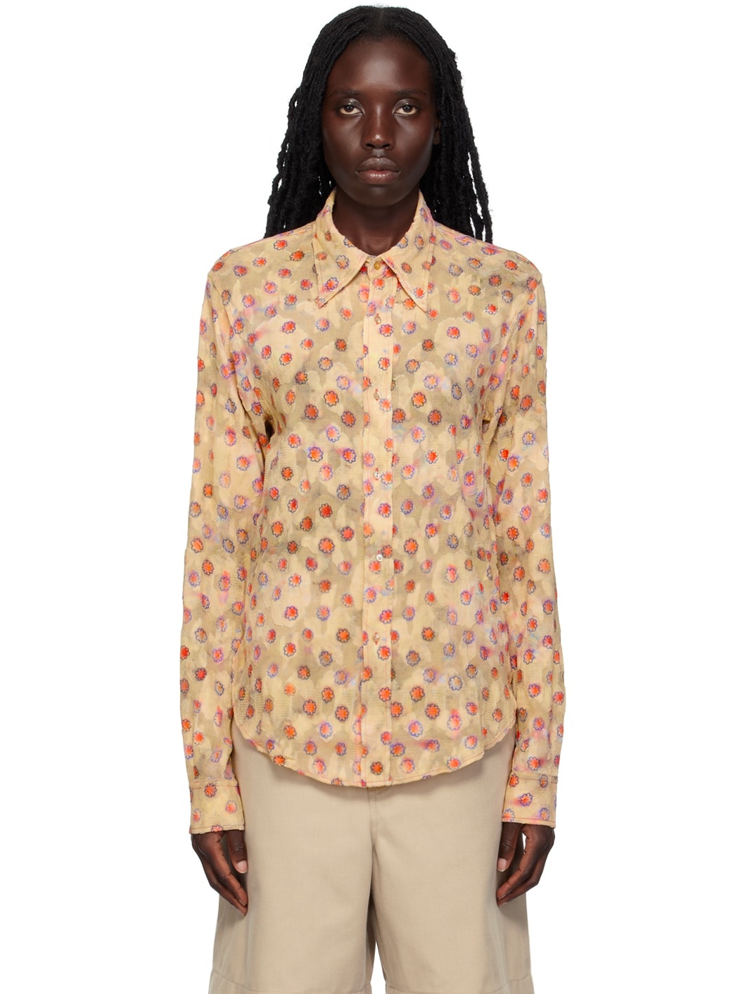 Acne Studios Beige Floral Shirt | REVERSIBLE