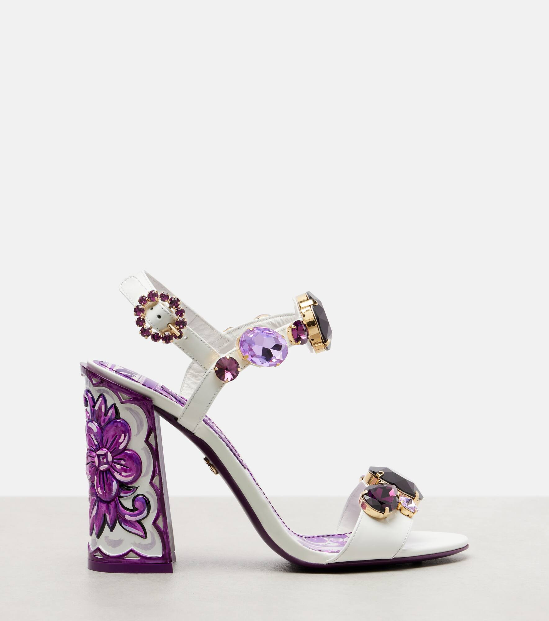Majolica embellished leather sandals - 4
