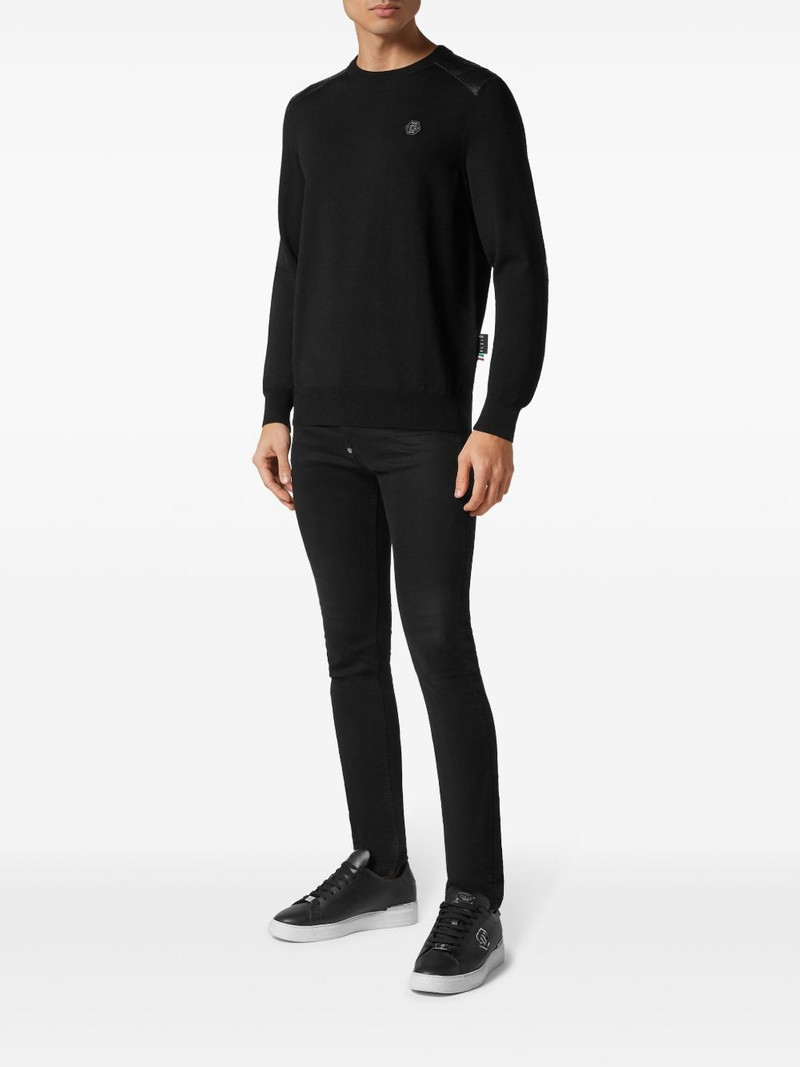 PHILIPP PLEIN elbow-patch merino wool jumper outlook