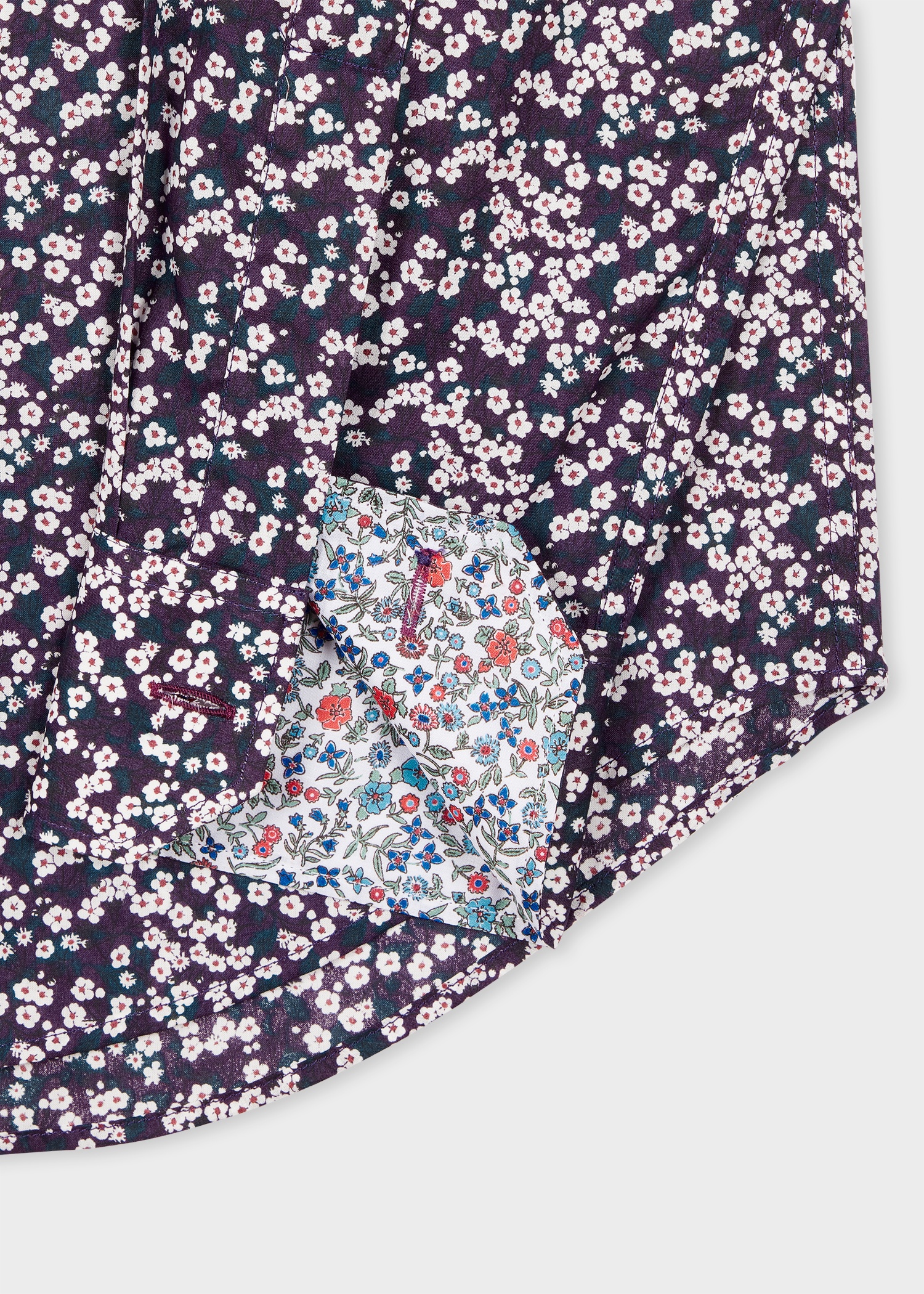 Tailored-Fit Dark Purple 'Liberty Floral' Print Shirt - 2