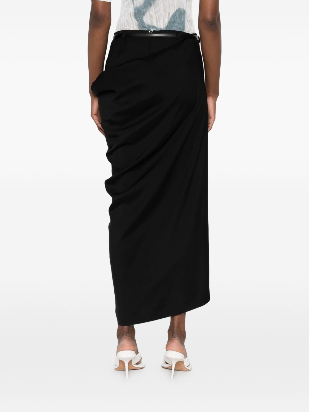 draped belted skirt - 4