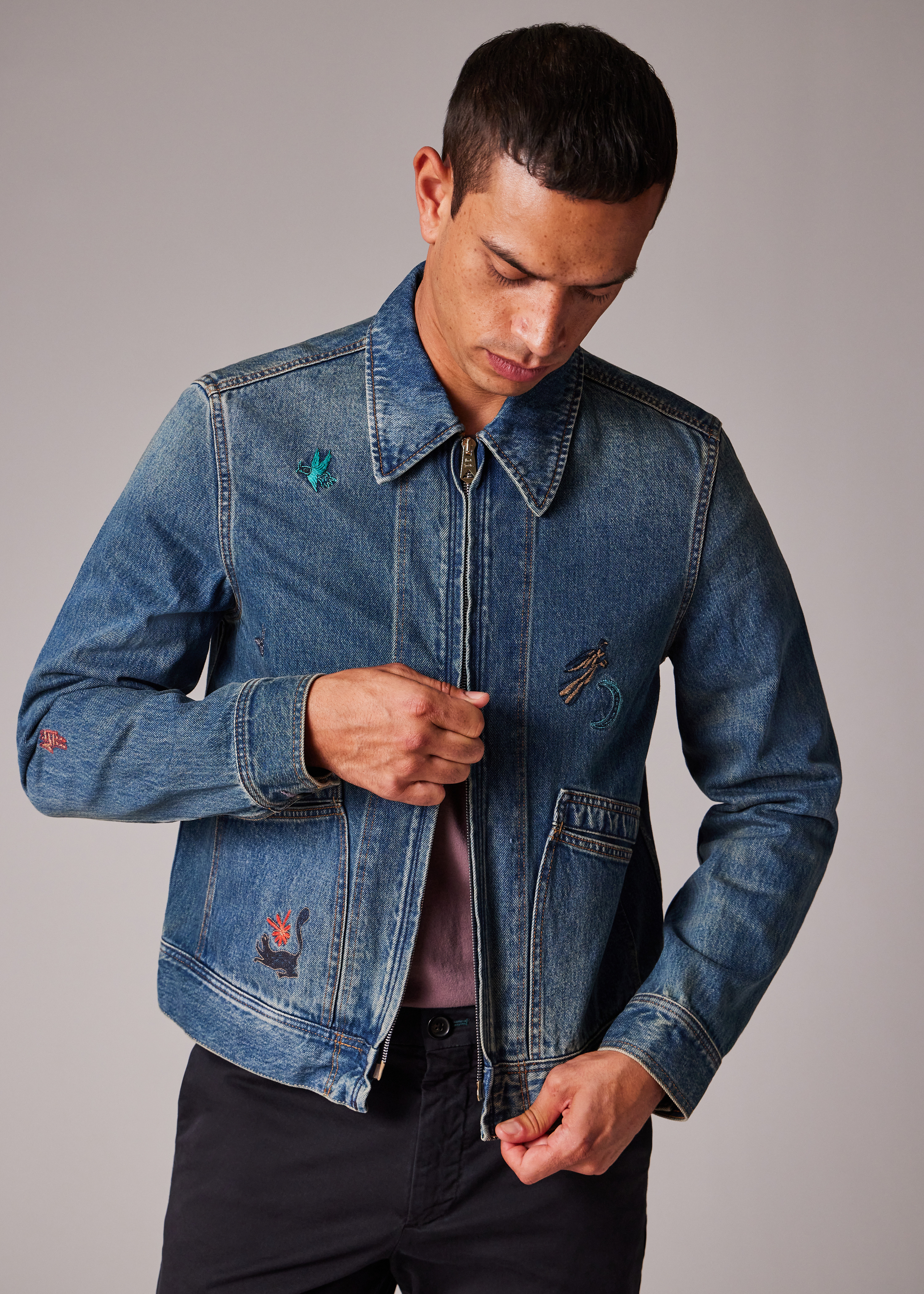 'Little Beasts' Embroidered Denim Jacket - 8
