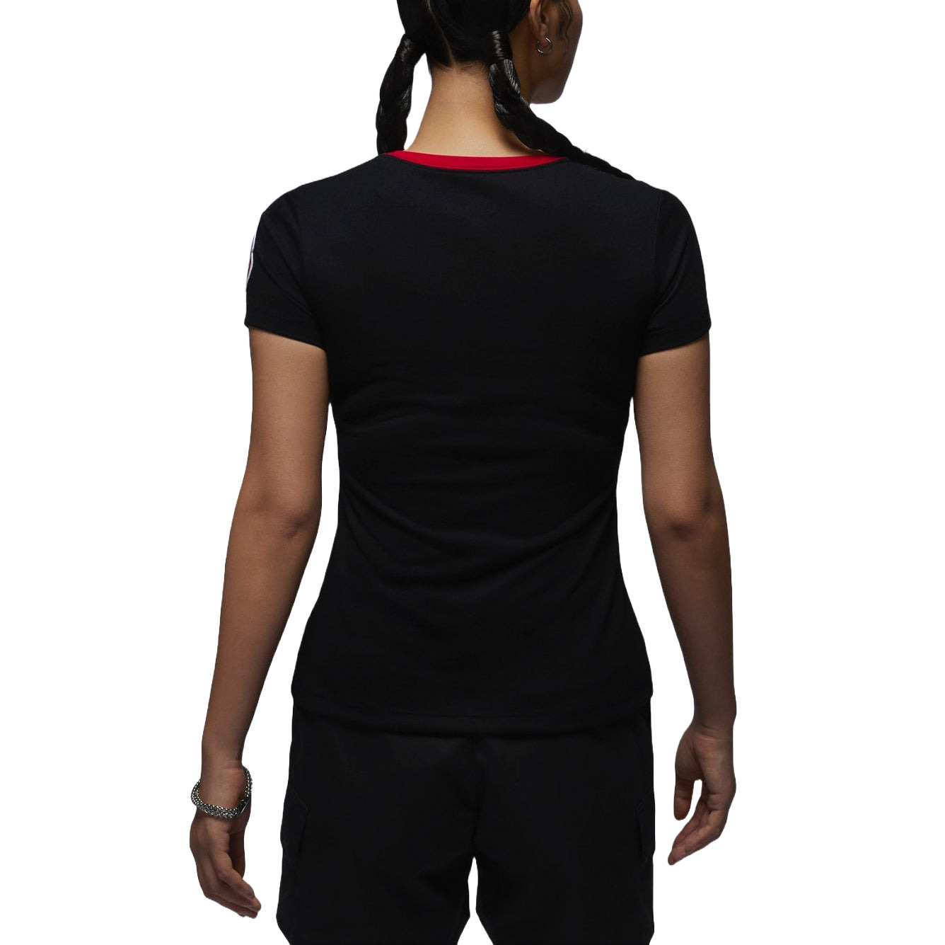 (WMNS) Air Jordan Graphic Slim Fit T-shirt Asia Sizing 'Black' HM4895-010 - 2