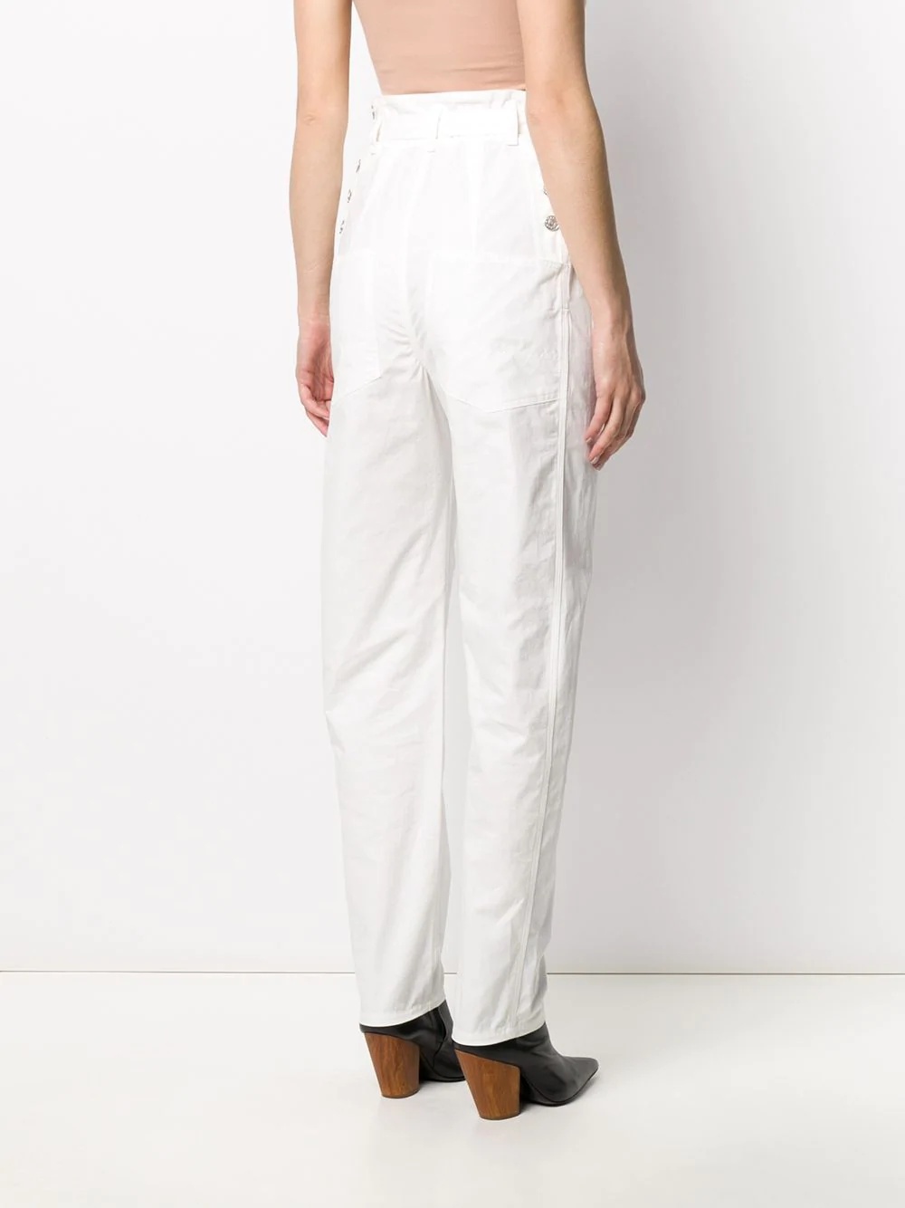 paperbag-waist slim-fit trousers - 4