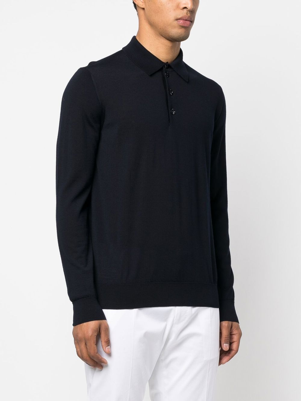 button-front long-sleeved polo shirt - 3