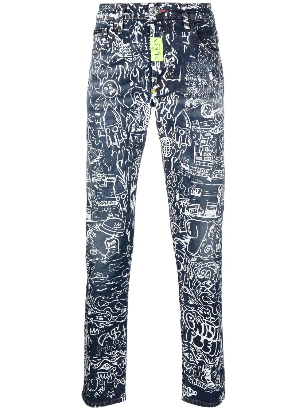 all-over graphic-print jeans - 1