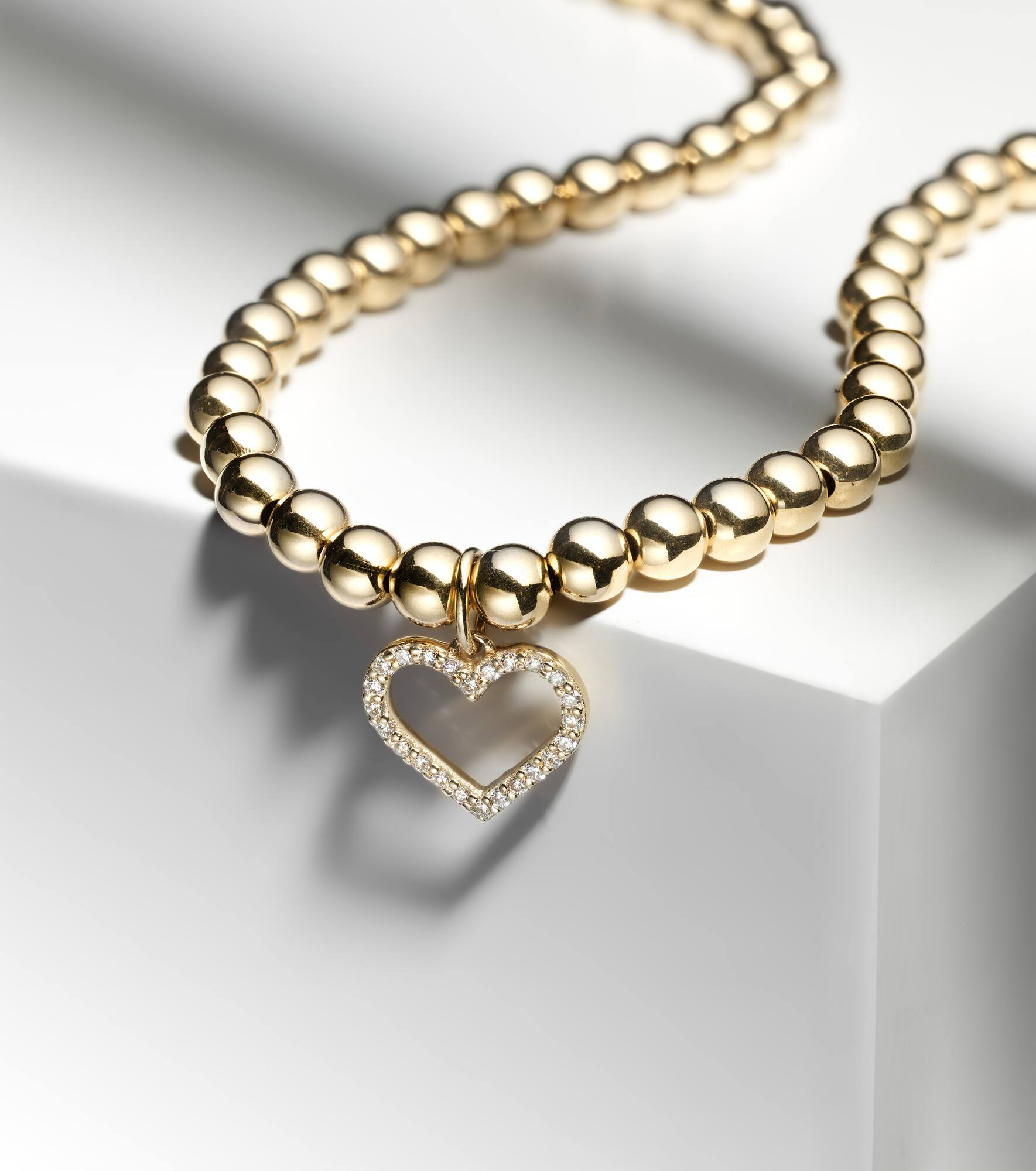 Open Heart 14kt gold choker with diamonds - 5