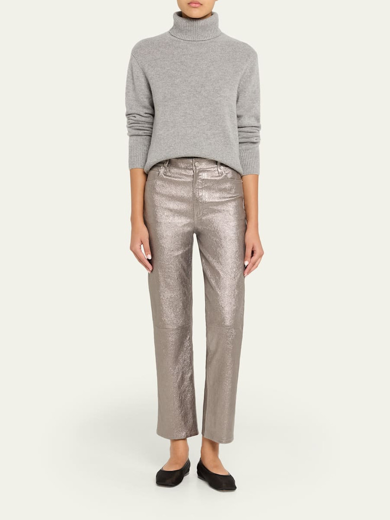 FRAME Le Sleek Straight Leather Pants outlook