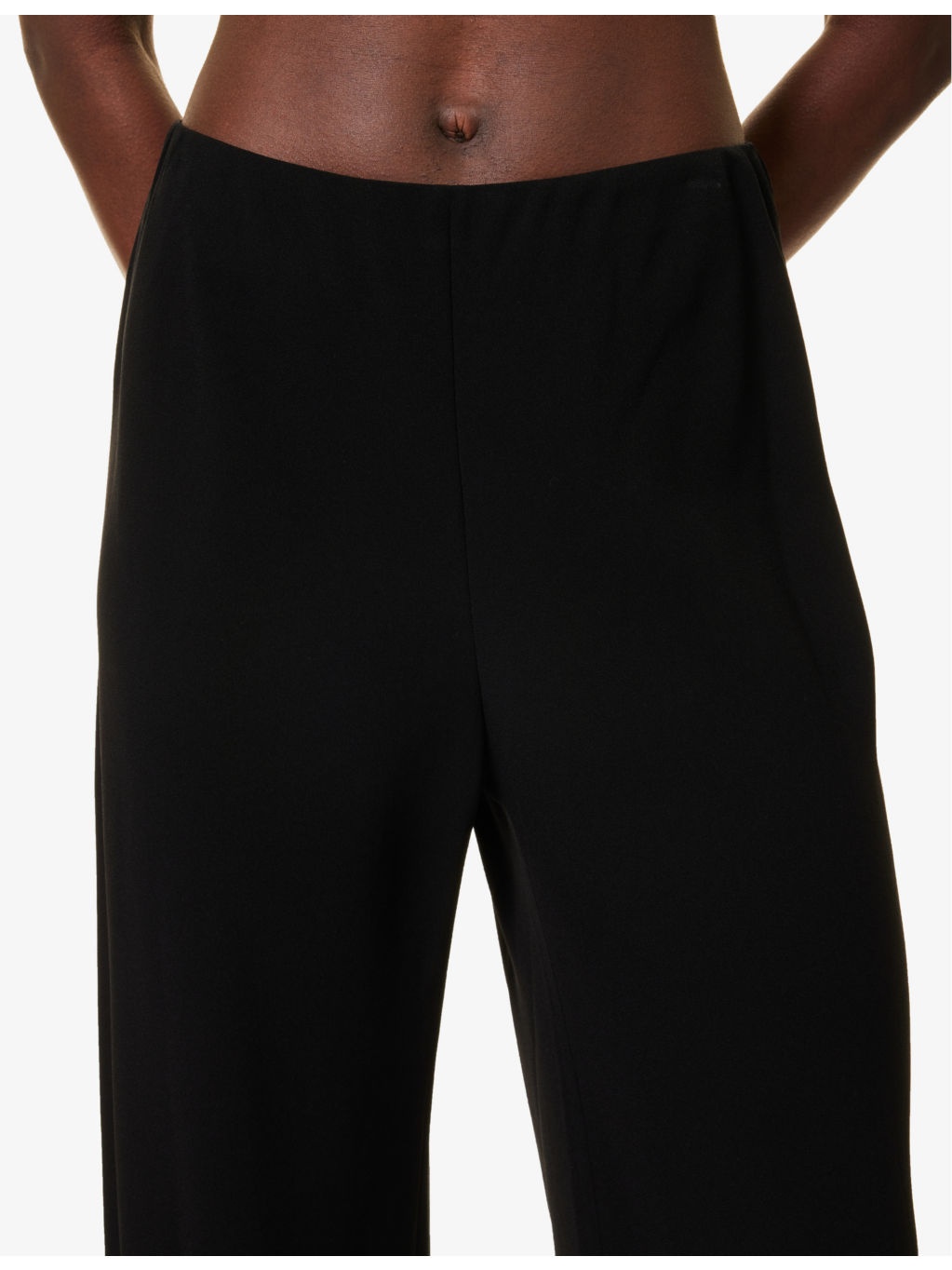 Elasticated-waistband straight-leg high-rise crepe trousers - 5