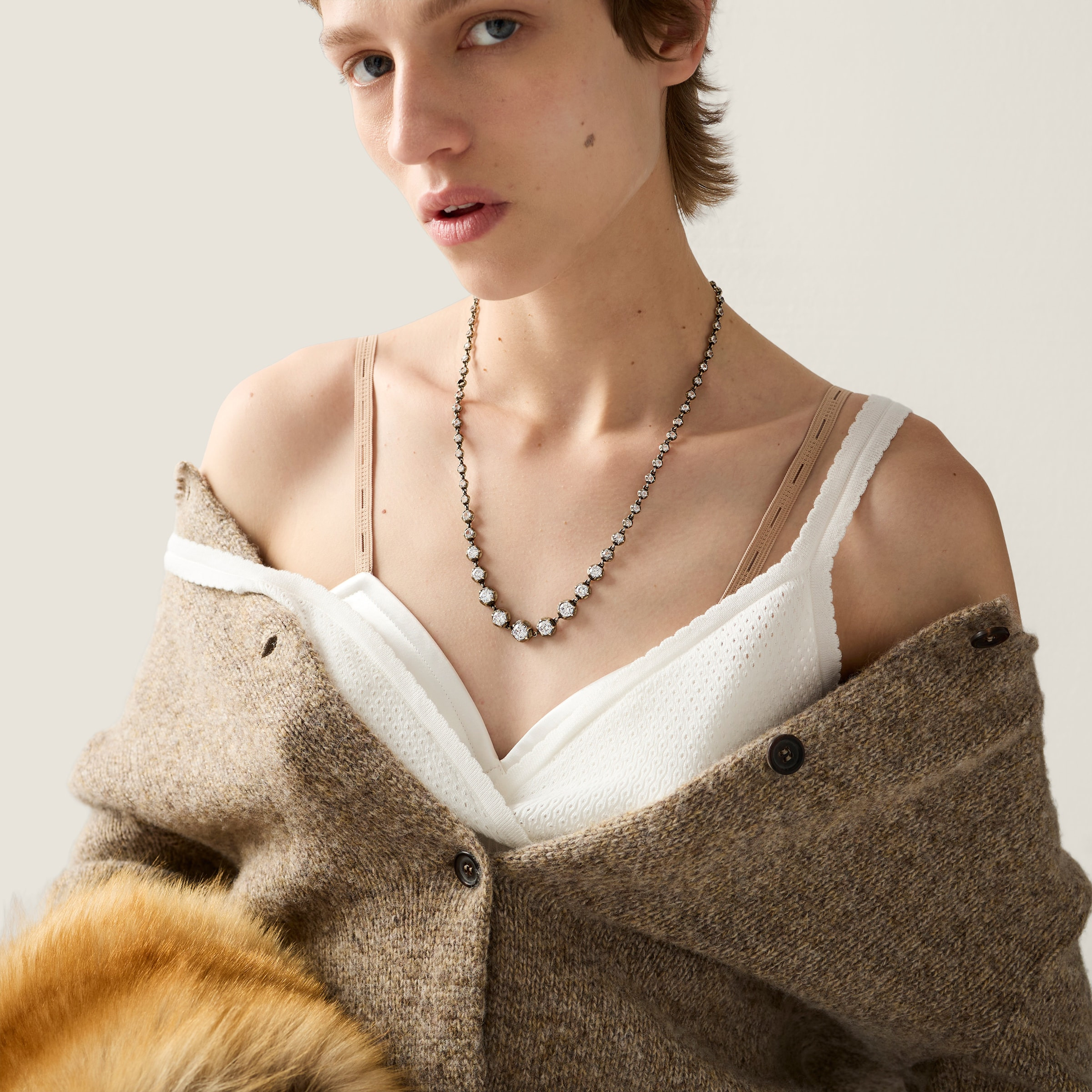 Metal necklace with crystals - 2