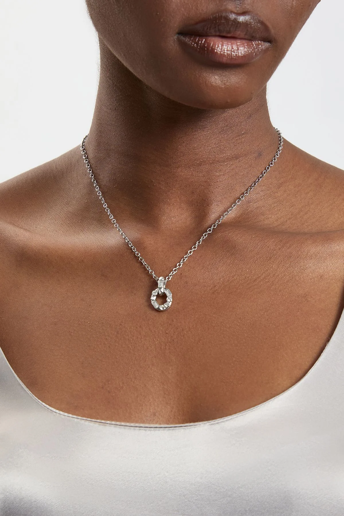 Crystal Chain Link Pendant Necklace - 1