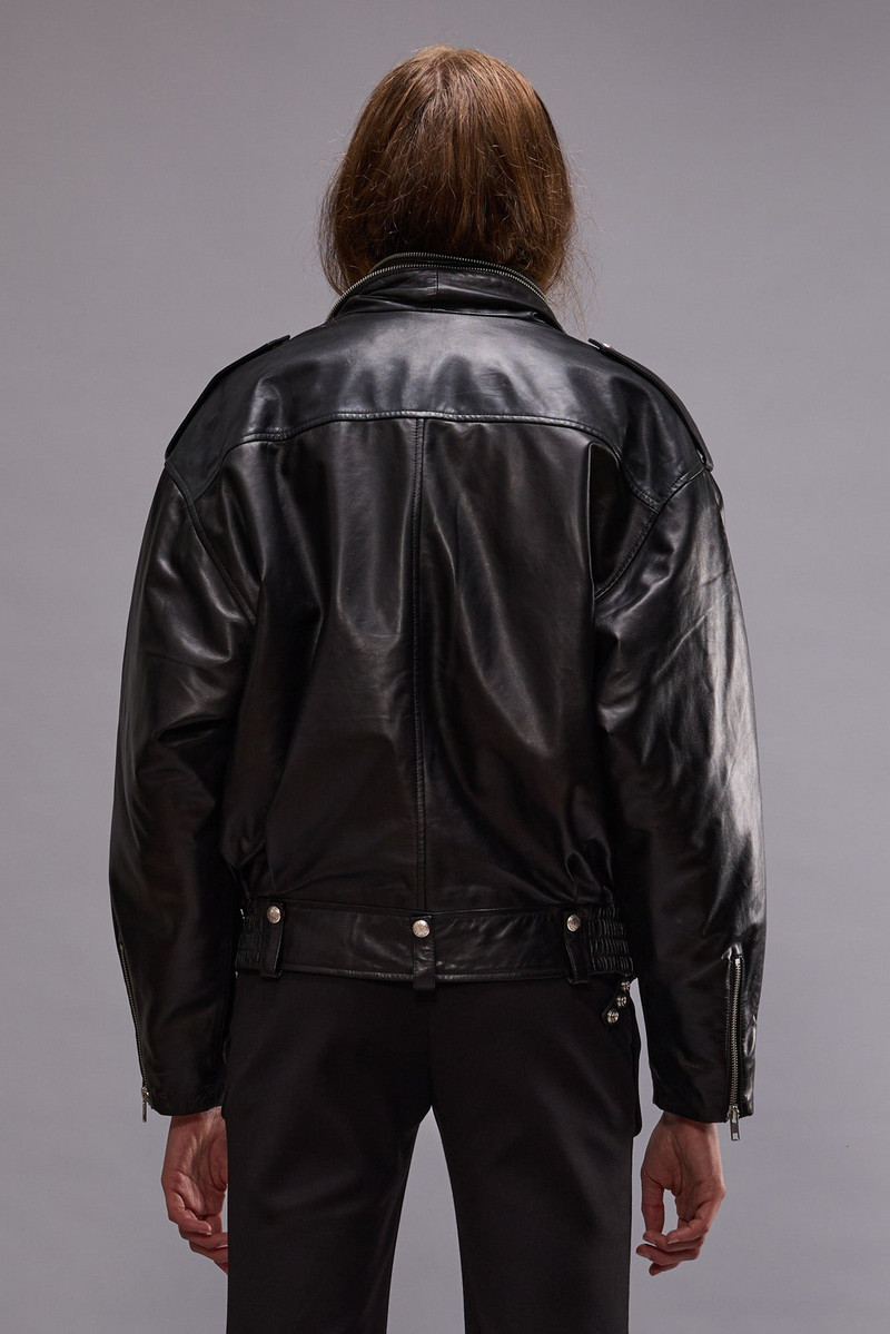 ZIP COLLAR MOTORCYCLE JACKET - BLACK 3