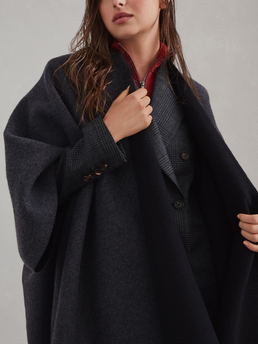 fringe-detail poncho - 6