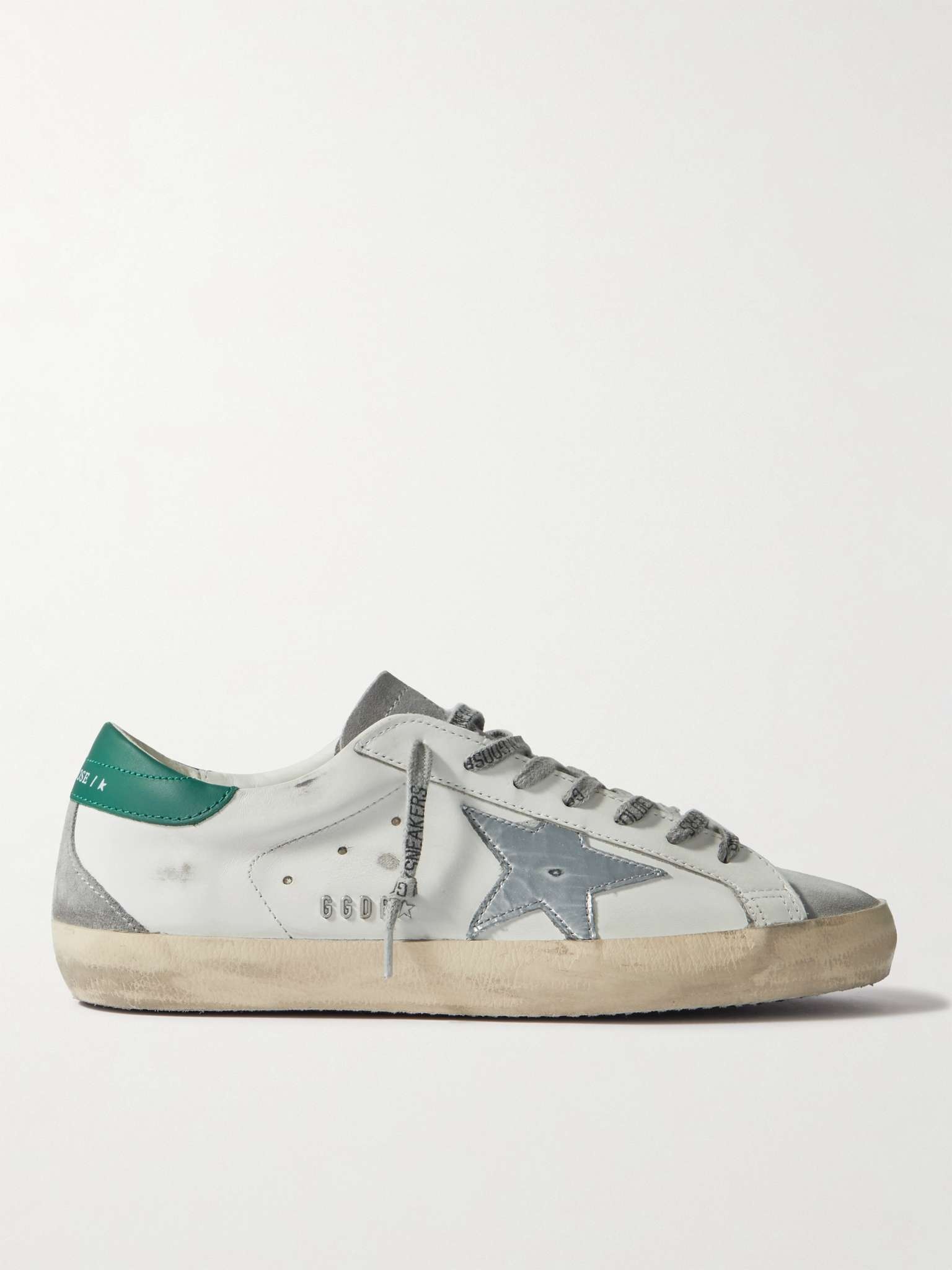 Super-Star Distressed Suede-Trimmed Leather Sneakers - 1