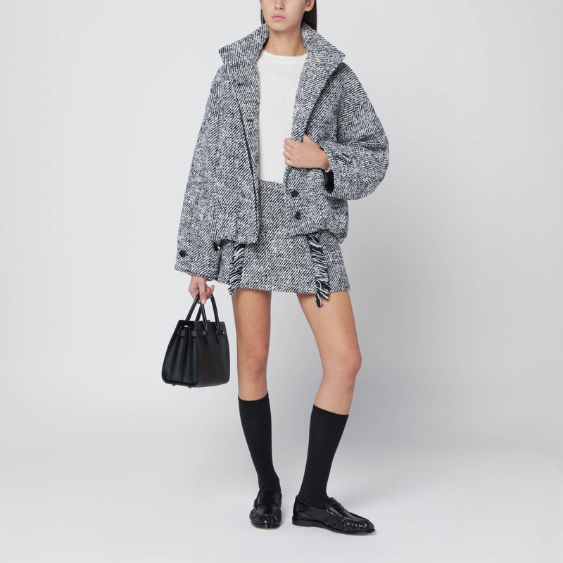 DURAZZI MILANO Black/white patterned wool-blend mini skirt outlook