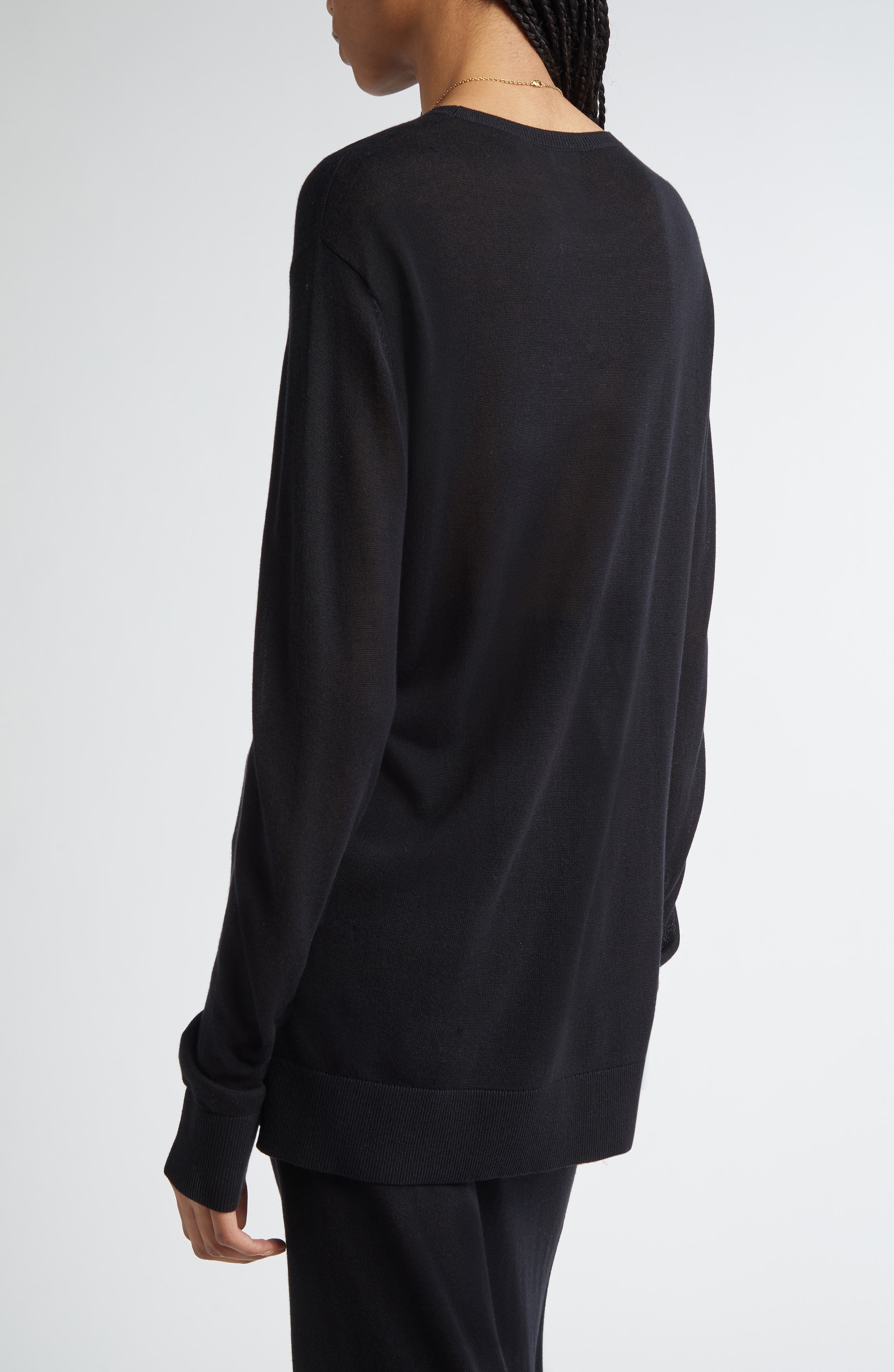 TOTEME Long Sleeve Knit T-Shirt in Black at Nordstrom - 3