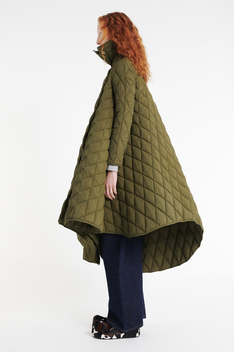 LONG QUILTED TRENCH DARK KHAKI GREEN 6