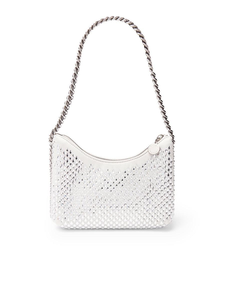 Falabella Crystal Mesh Mini Zipped Shoulder Bag in Silver - 4