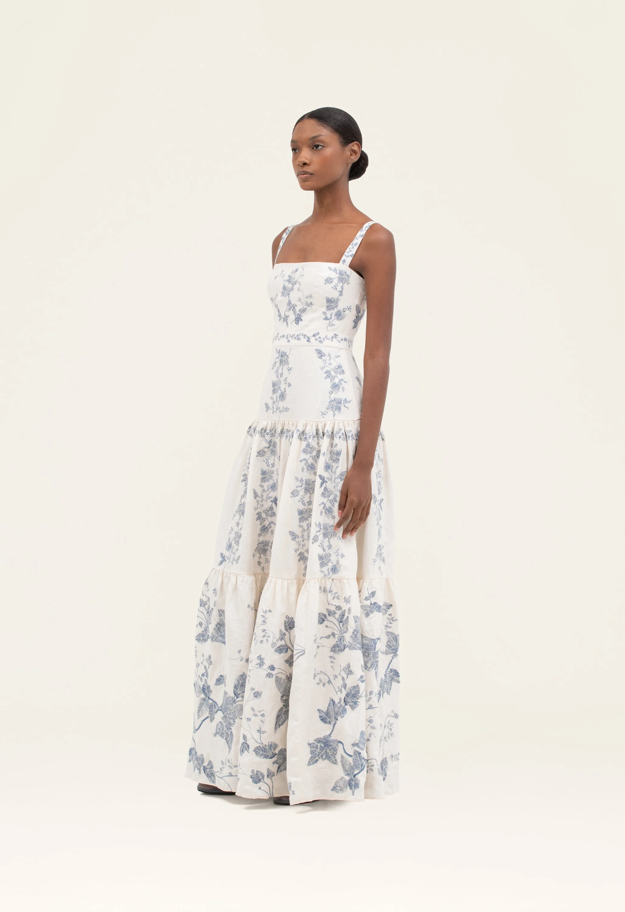 fitted lace wedding dress Agua by Agua Bendita Lima Maxi Gardenia Dress | Floral/Green | Size L