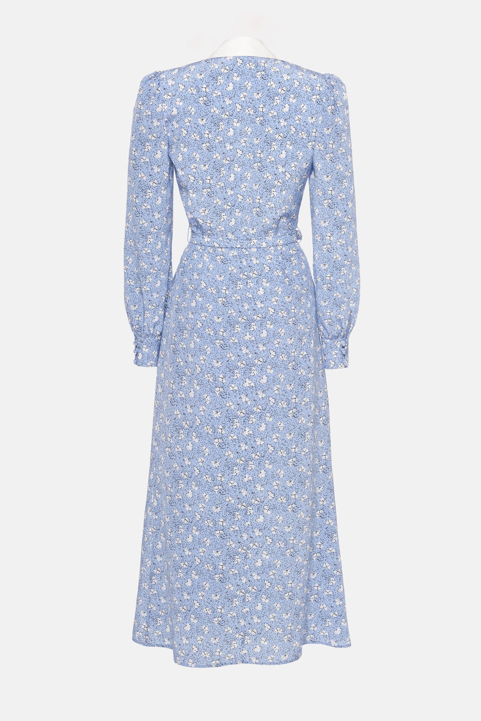 CLOVER PRINT SILK DRESS WITH MIKADO COLLAR, BELT - 2
