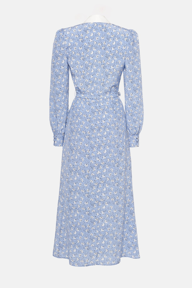 Alessandra Rich CLOVER PRINT SILK DRESS WITH MIKADO COLLAR, BELT outlook