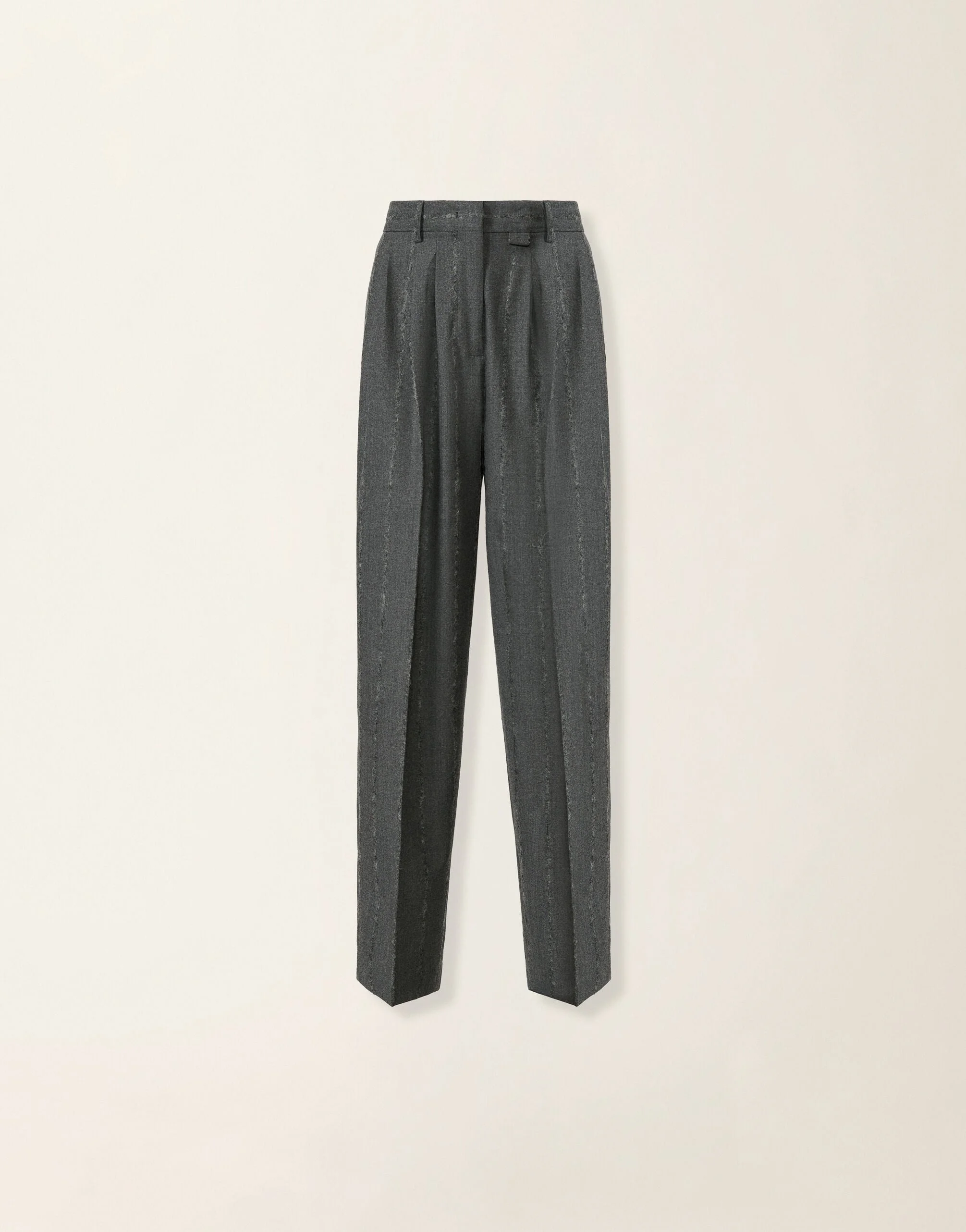 Triple-pleat pinstripe fil coupé flannel trousers - 1