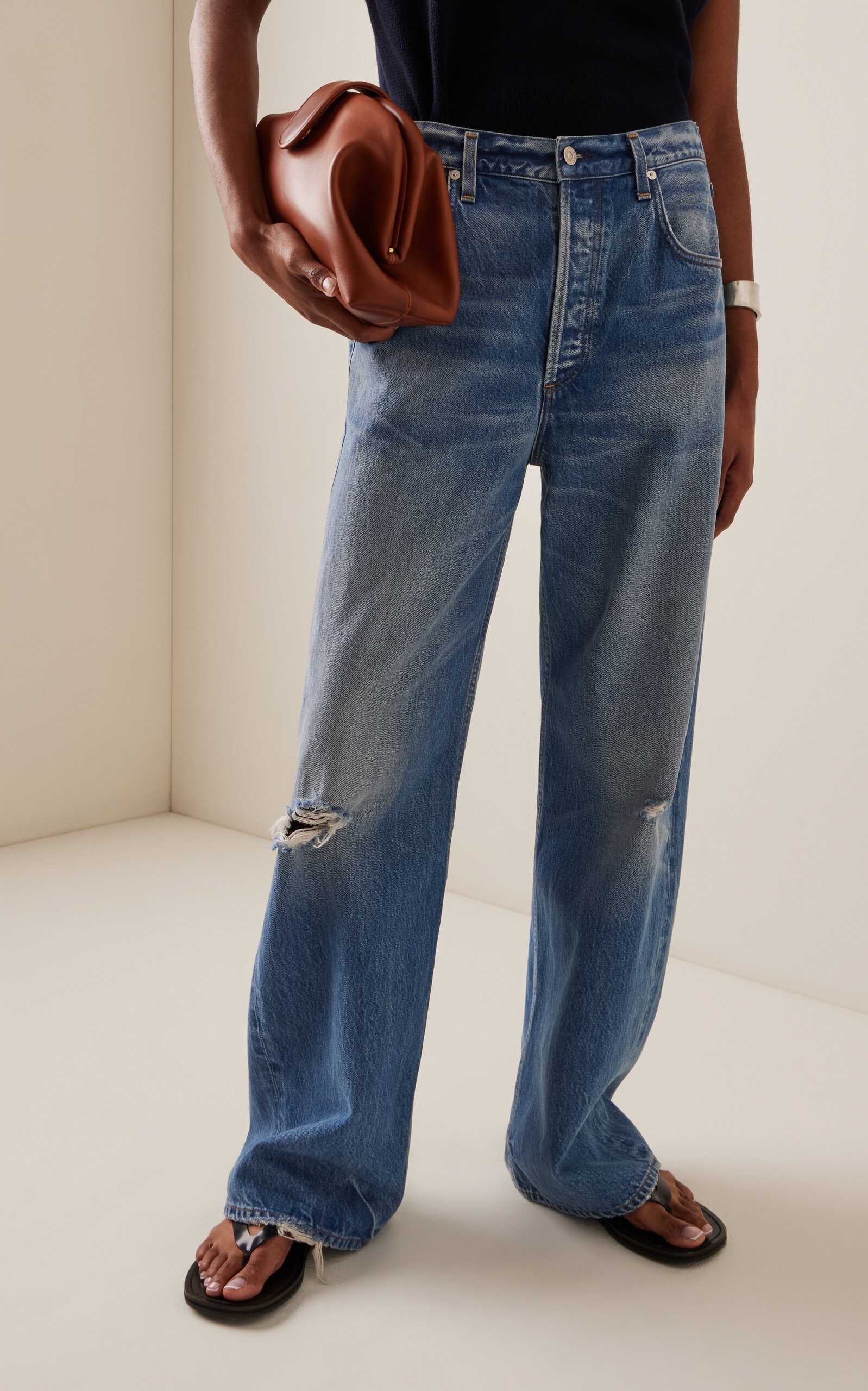 Ayla Distressed Rigid High-Rise Baggy Jeans medium wash - 3