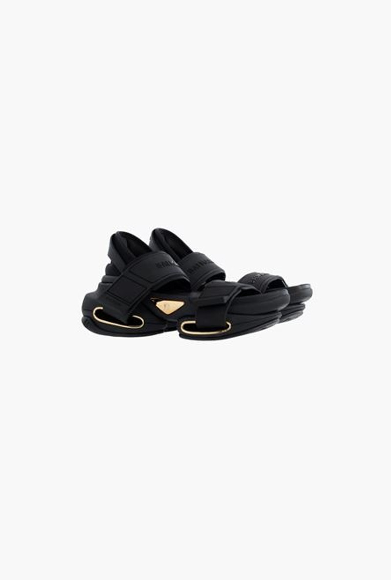 Balmain Black and gold neoprene B-Bold sandal sneakers outlook