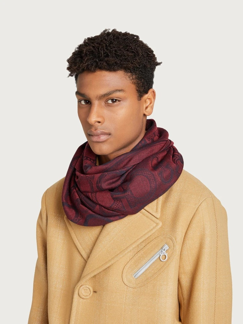FERRAGAMO SILK AND WOOL GANCINI SCARF outlook