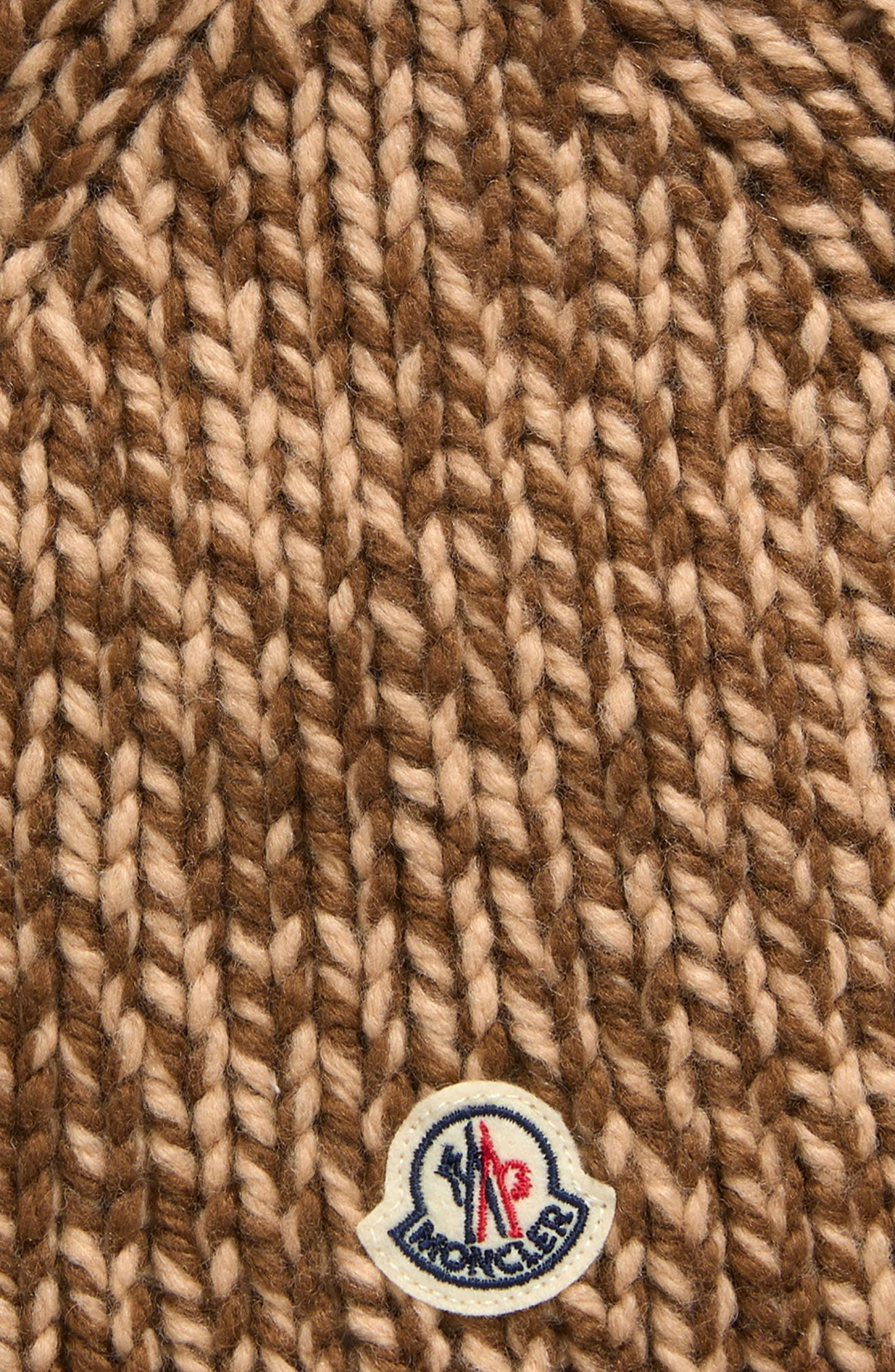Moncler Two-Tone English Rib Wool Blend Beanie in Medium Brown at Nordstrom - 2