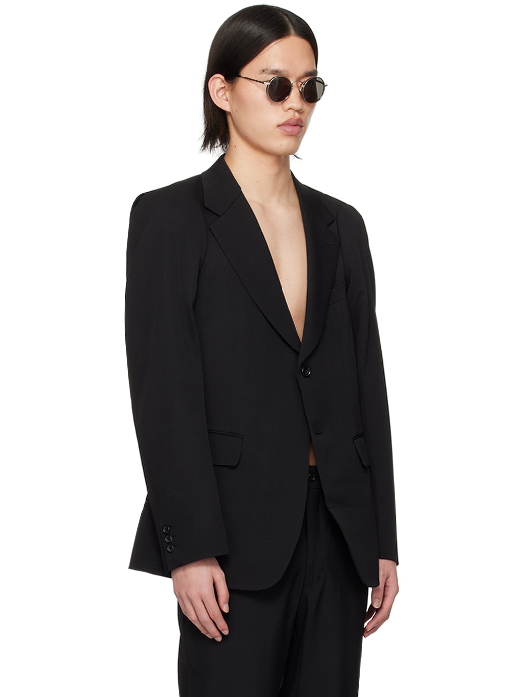 Black Cutout Blazer - 4