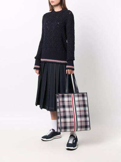 Thom Browne vertical RWB-webbing stripe tote bag outlook