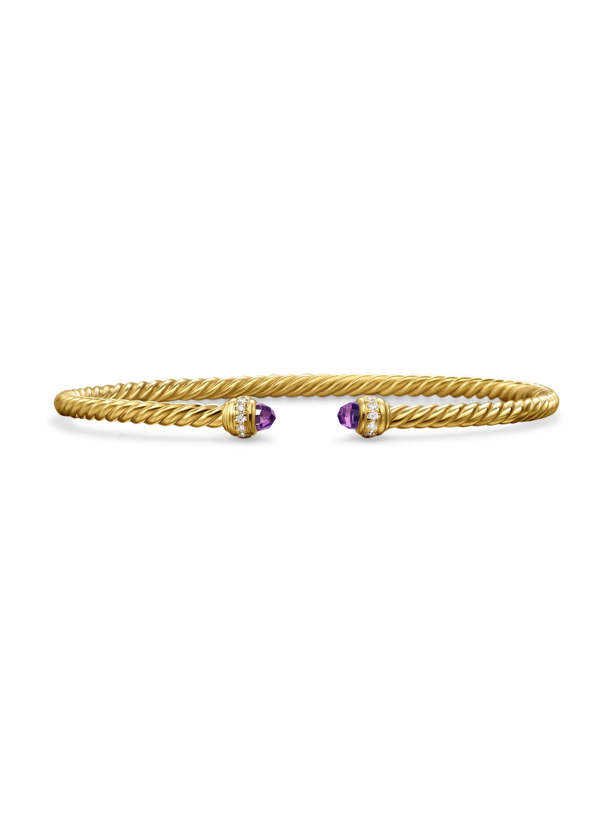 Women's Classic Cablespira Bracelet in 18K Yellow Gold and Diamonds - Amethyst - 1