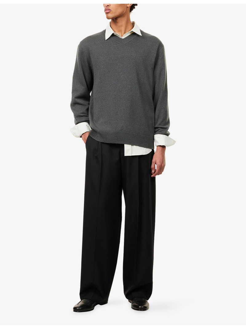 The Row Memphis V-Neck Cashmere And Linen Jumper outlook