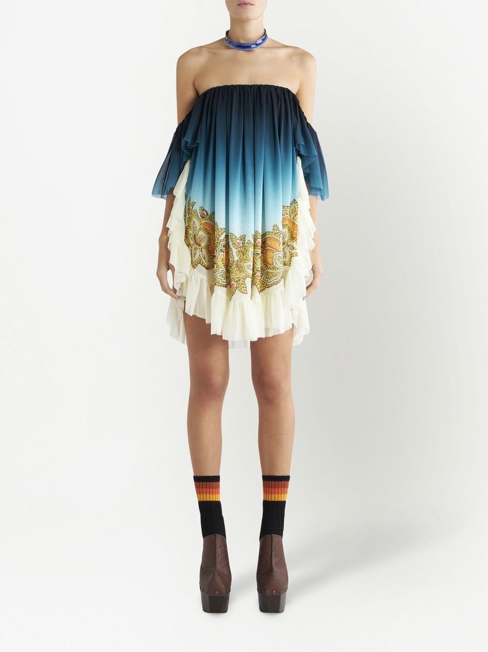 paisley-print silk dress - 2