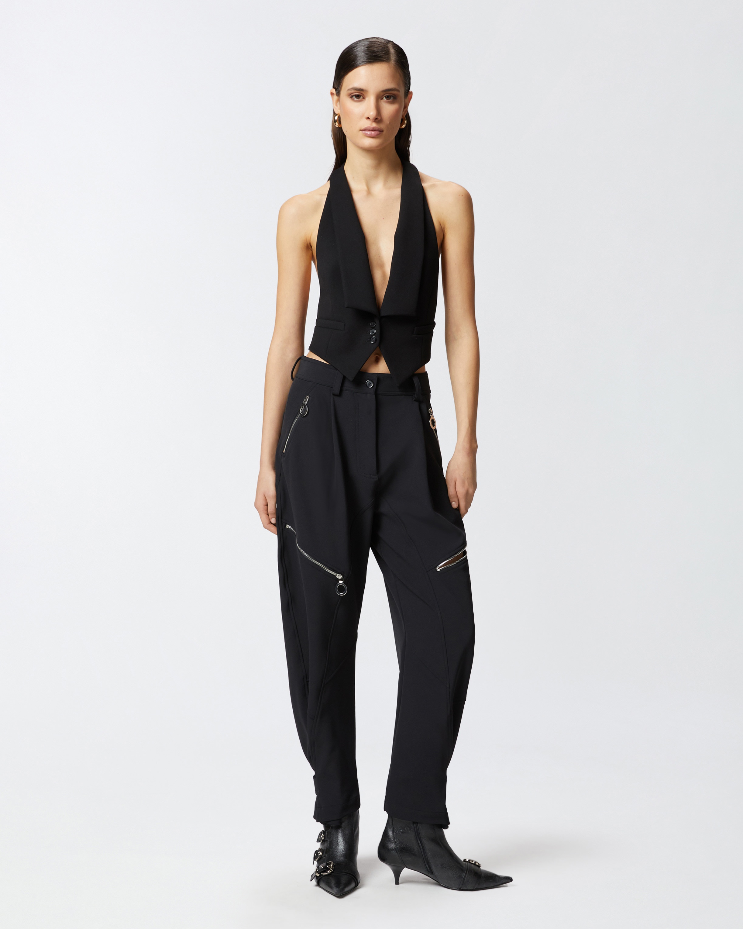 P-PANTS TROUSERS WITH ZIP IN TECHNICAL CREPE - 2
