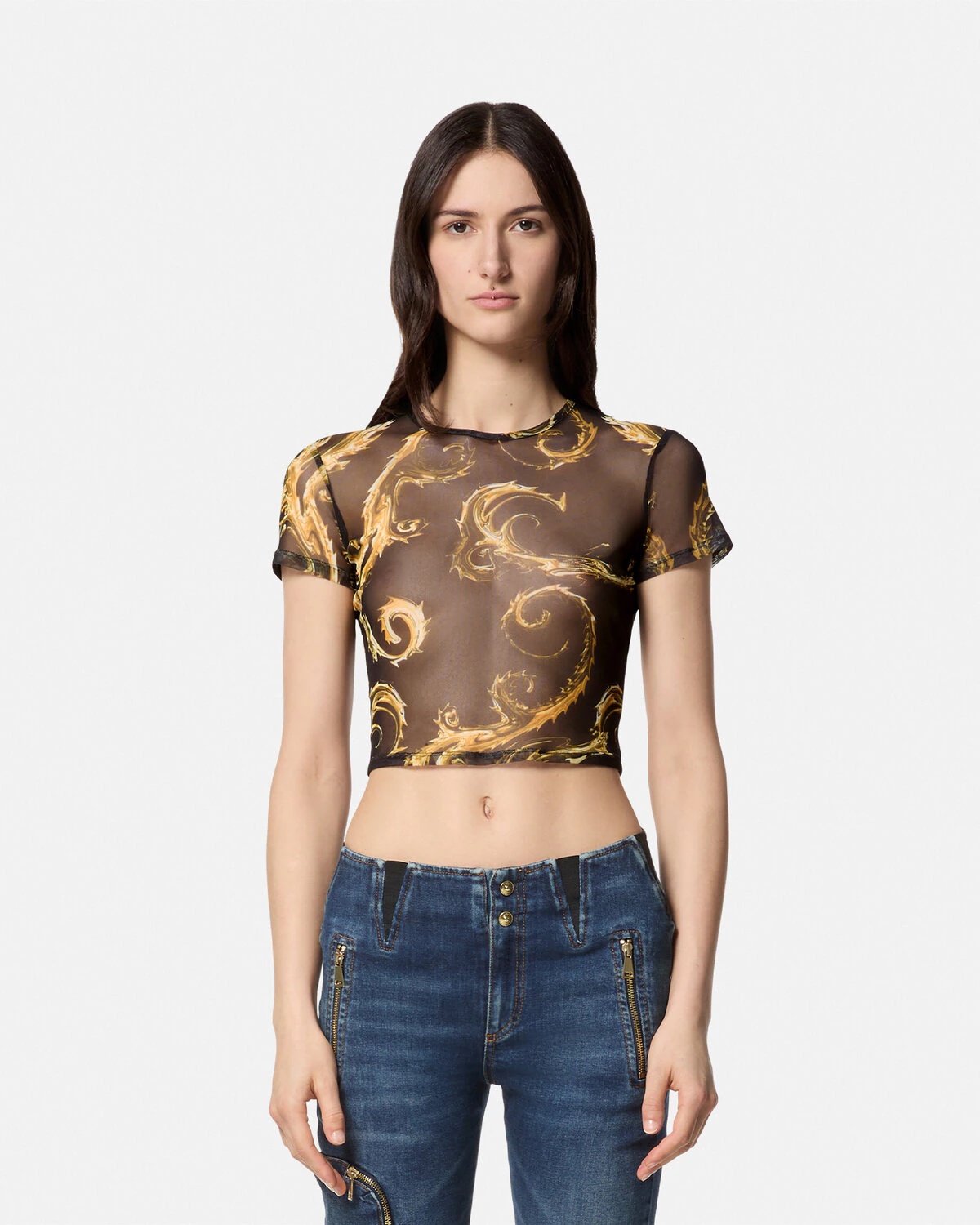Chromo Couture Mesh Crop T-Shirt - 4
