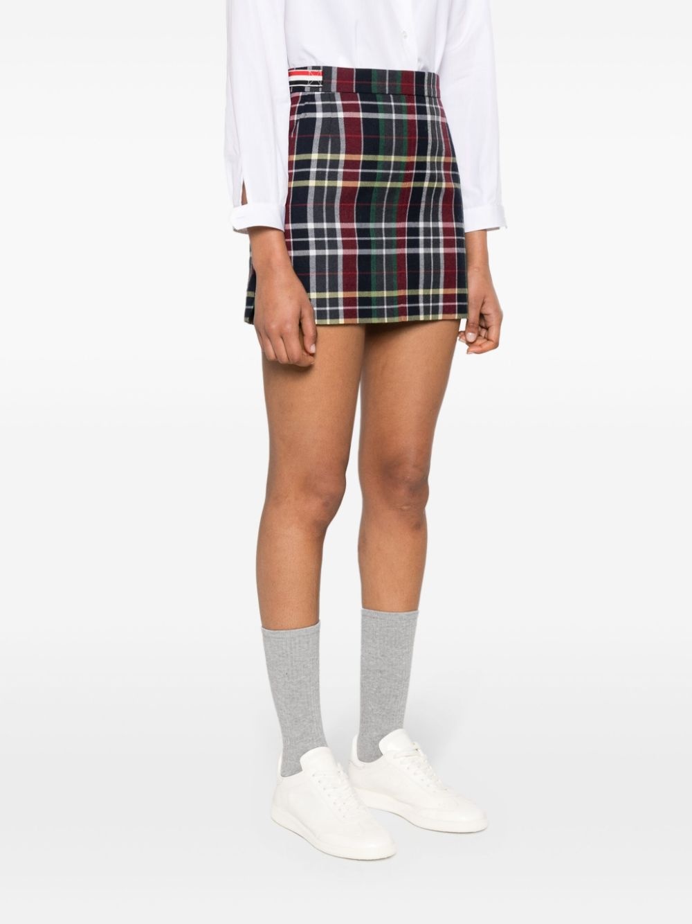 tartan-check wool miniskirt - 3