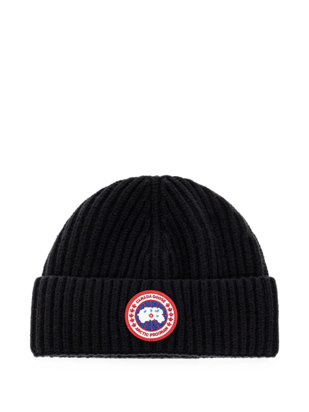 ribbed-knit logo-patch beanie hat - 1