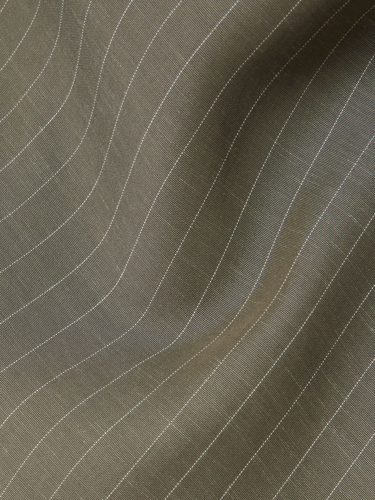Paneled asymmetric pinstriped cotton-blend twill dress Gray green - 4