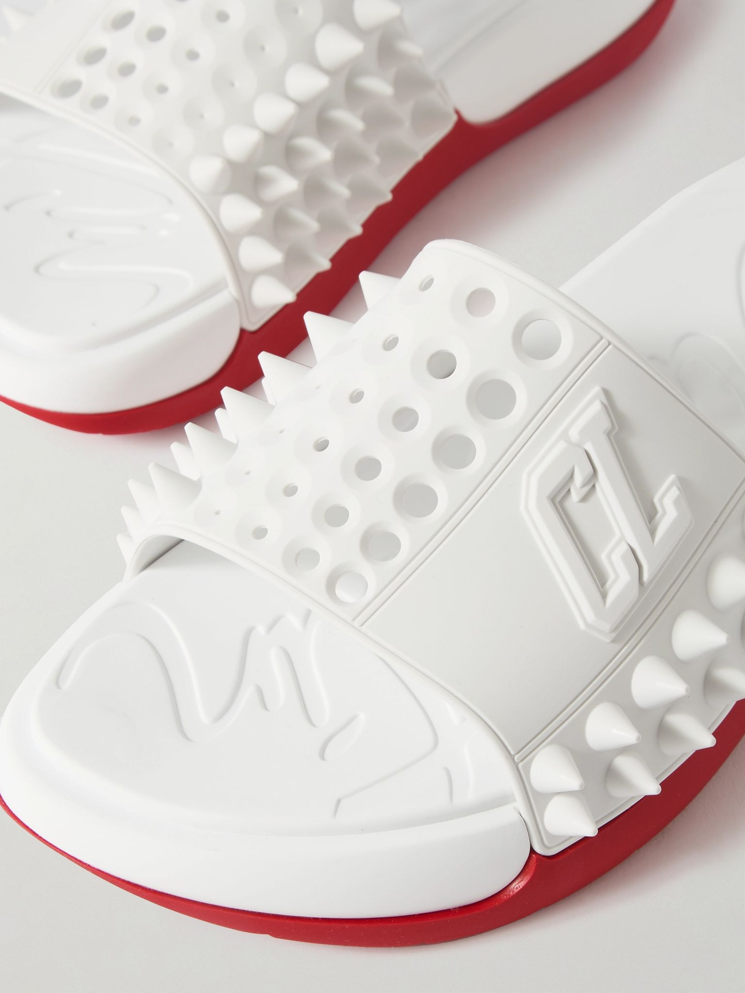 Take It Easy Donna spiked rubber slides White - 4