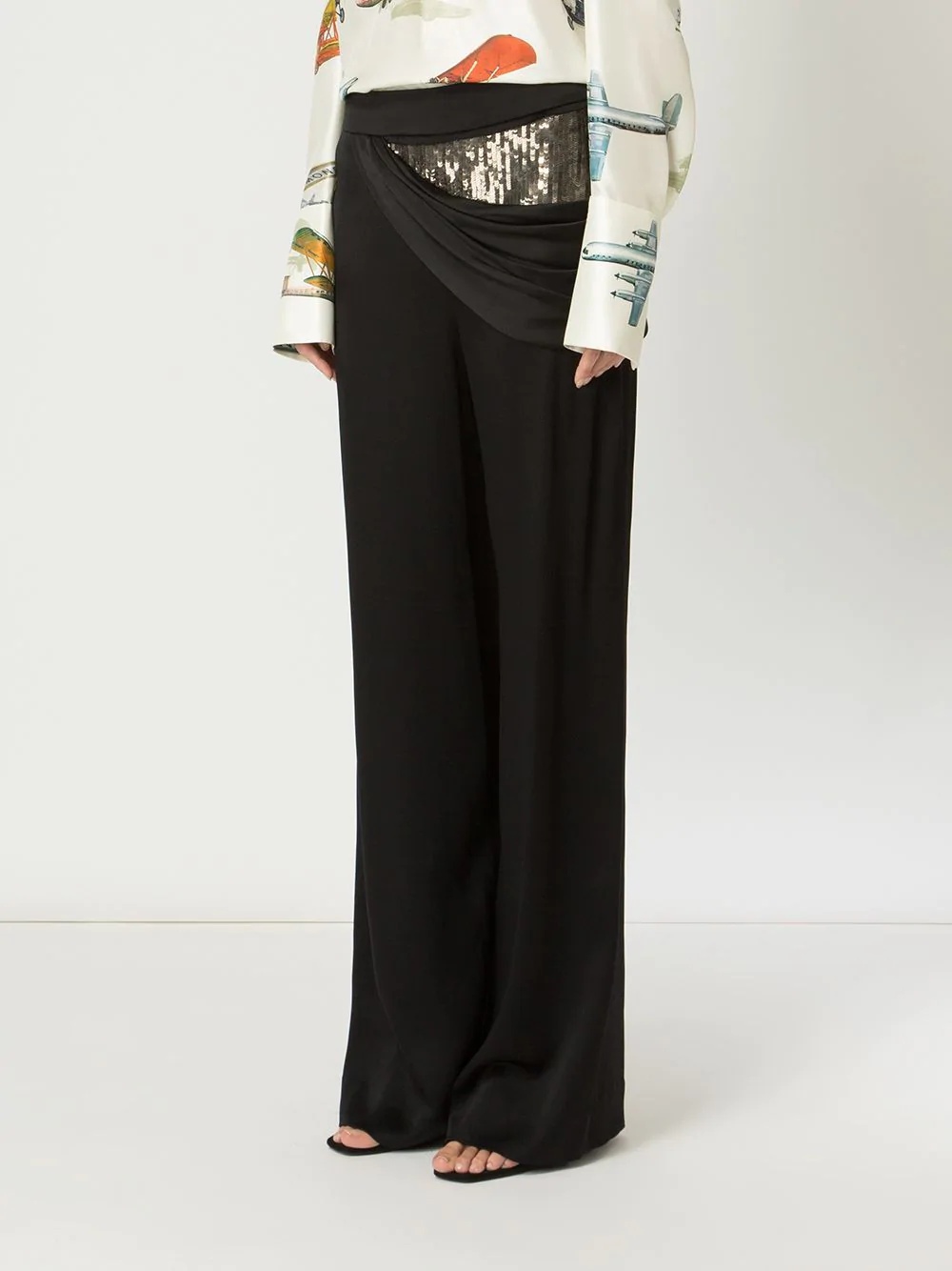 sequin side drape trousers - 3