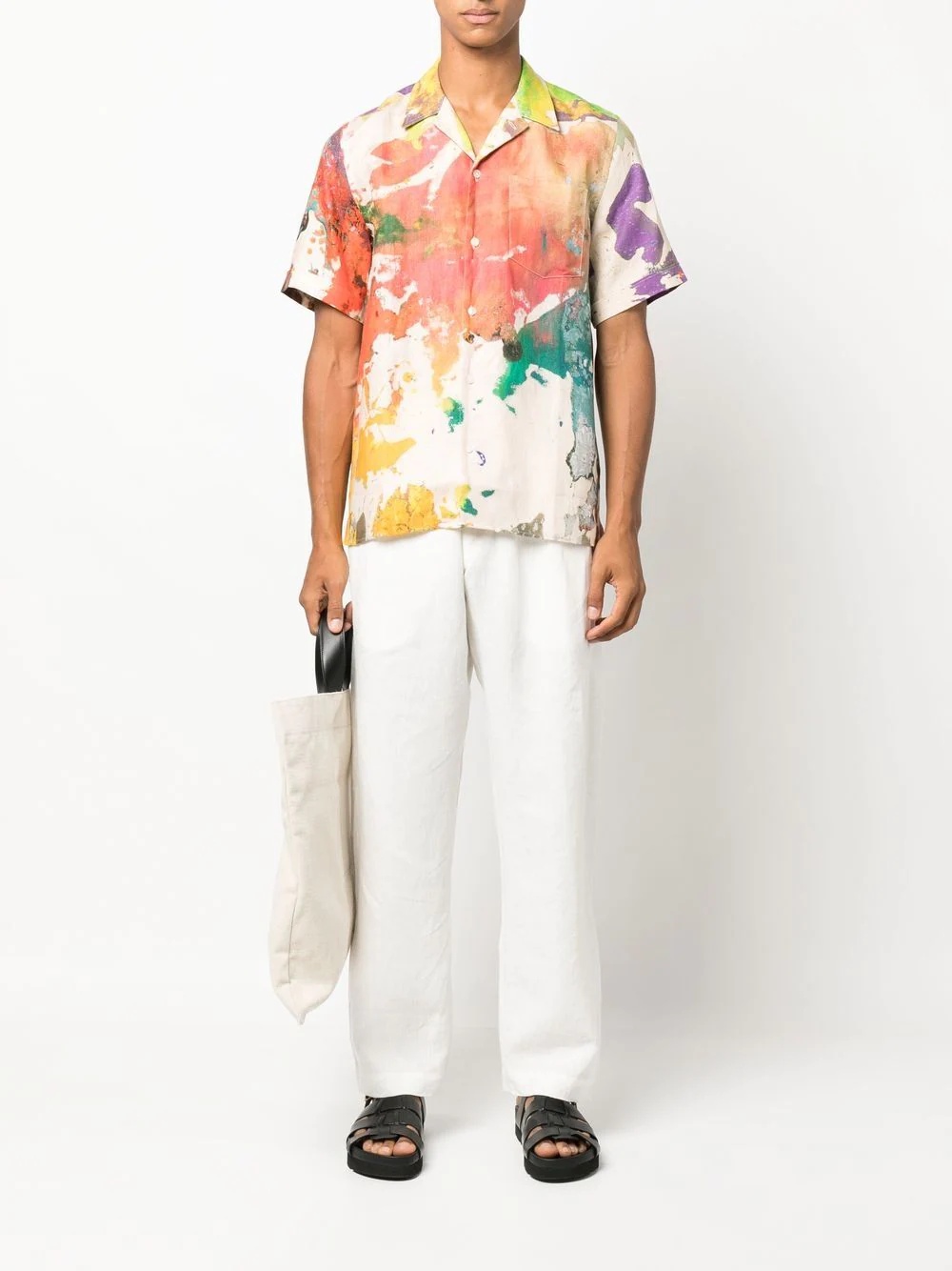 x Smiley graphic-print linen shirt - 2