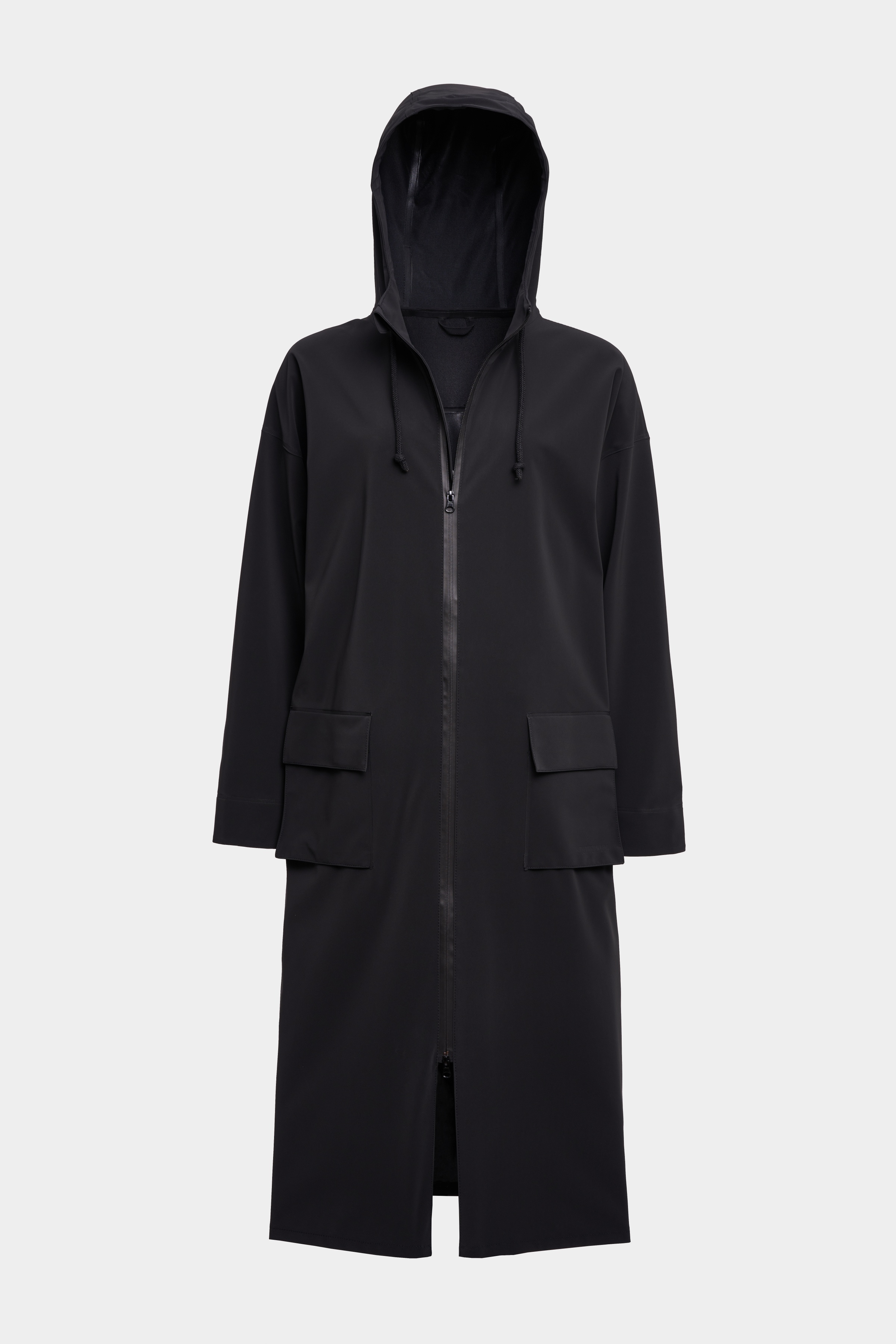 Sandviken Long Matte Zip Raincoat Black - 1